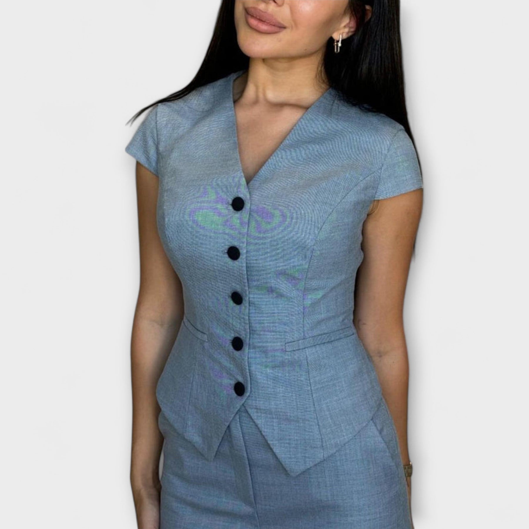 Ivy – stylový komplet topu s výstřihem do V a kalhot