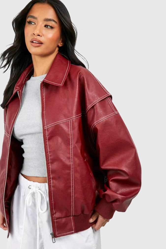 Faye™ – Oversized kožená bunda
