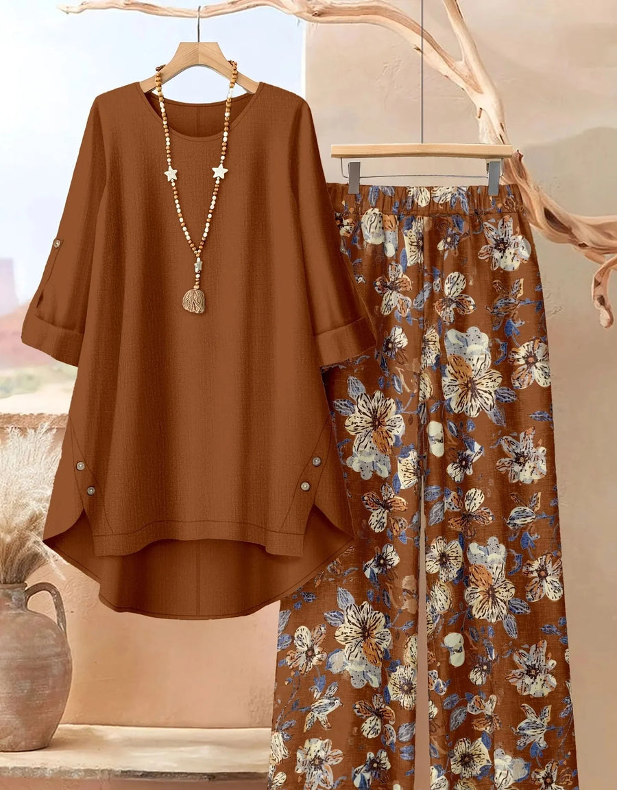 Rosette - Breezy Layered Tunic & Wide-Leg Trousers Set
