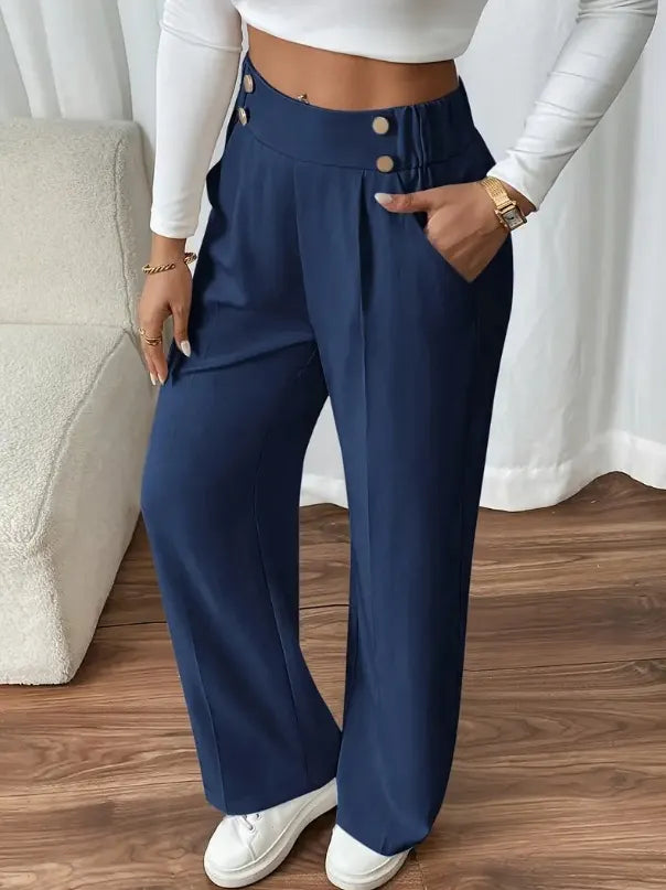 Ashlena - Soft-Touch High-Waisted Wide-Leg Trousers