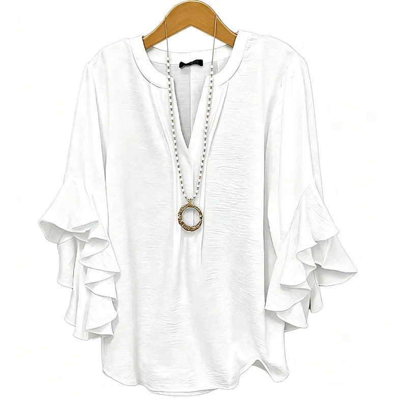 V-Neck Ruffled Sleeve Top