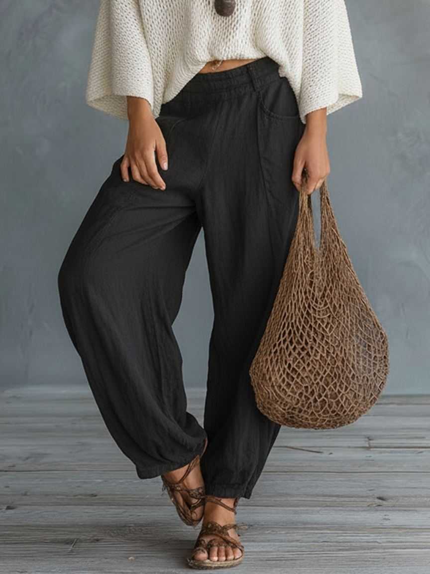 Women's Minimalist Lightweight Cape-sleeved Sweater And Harem Pants Set