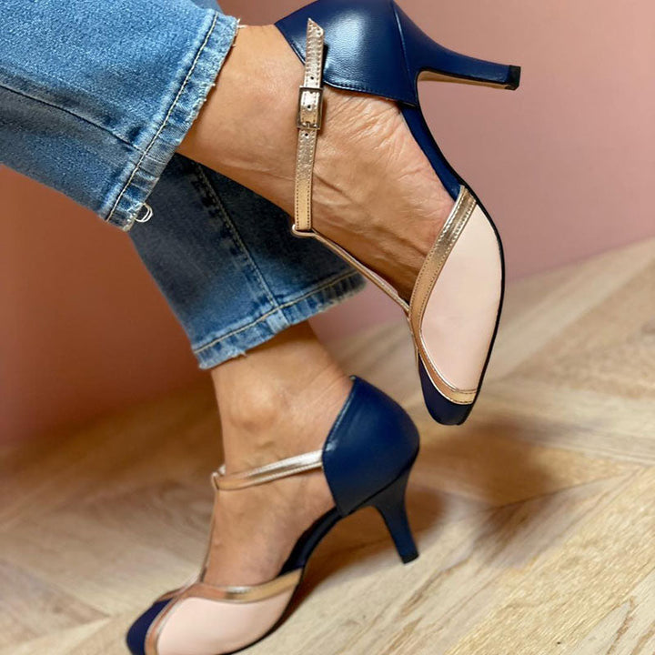 Alessia™ | Colorful and comfortable round toe T-strap pumps