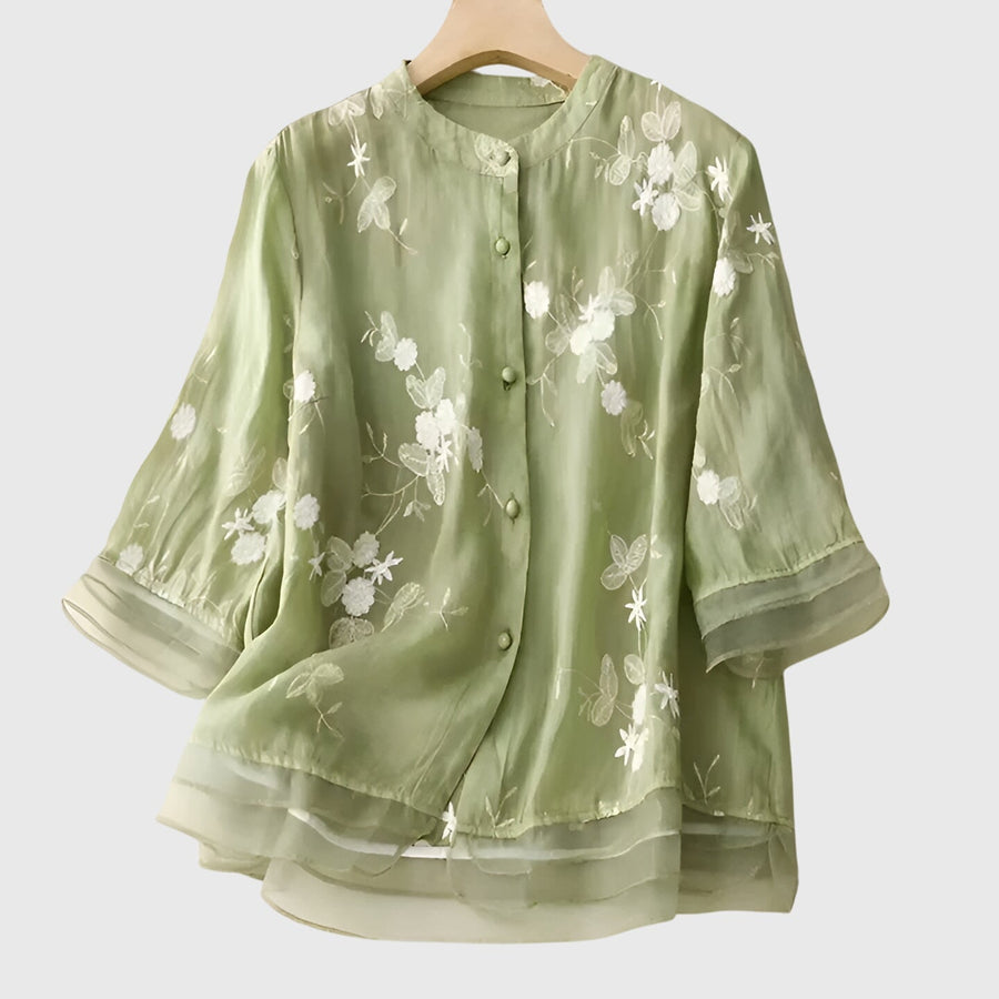 Nellie™ | Elegantní top s vyšívanými květy