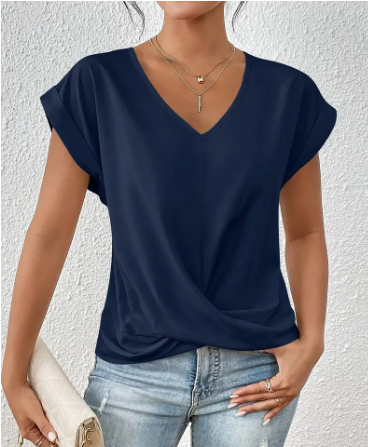 Celest - T-shirt décontracté col en V douillet