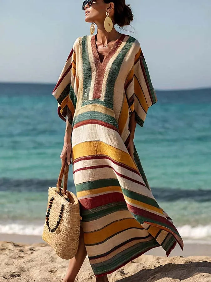 Women'S Loose Striped Print Dress