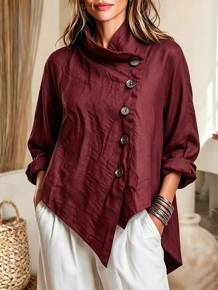 Olivia - Chic Casual Asymmetric Button-front Top