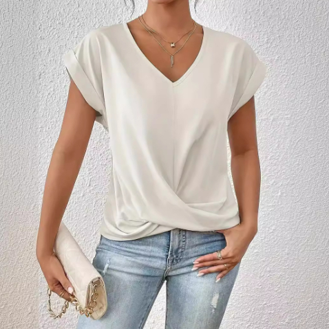Celest - T-shirt décontracté col en V douillet