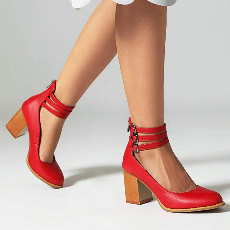 Narella™ | Sandalias elegantes de tacón medio y punta cuadrada
