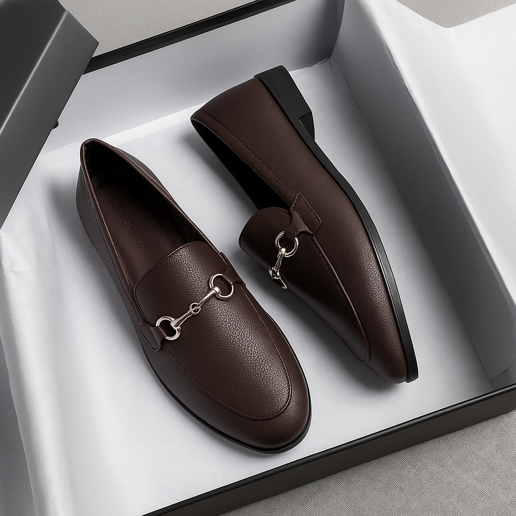 LEATHER LOAFER WITH METAL DETAIL