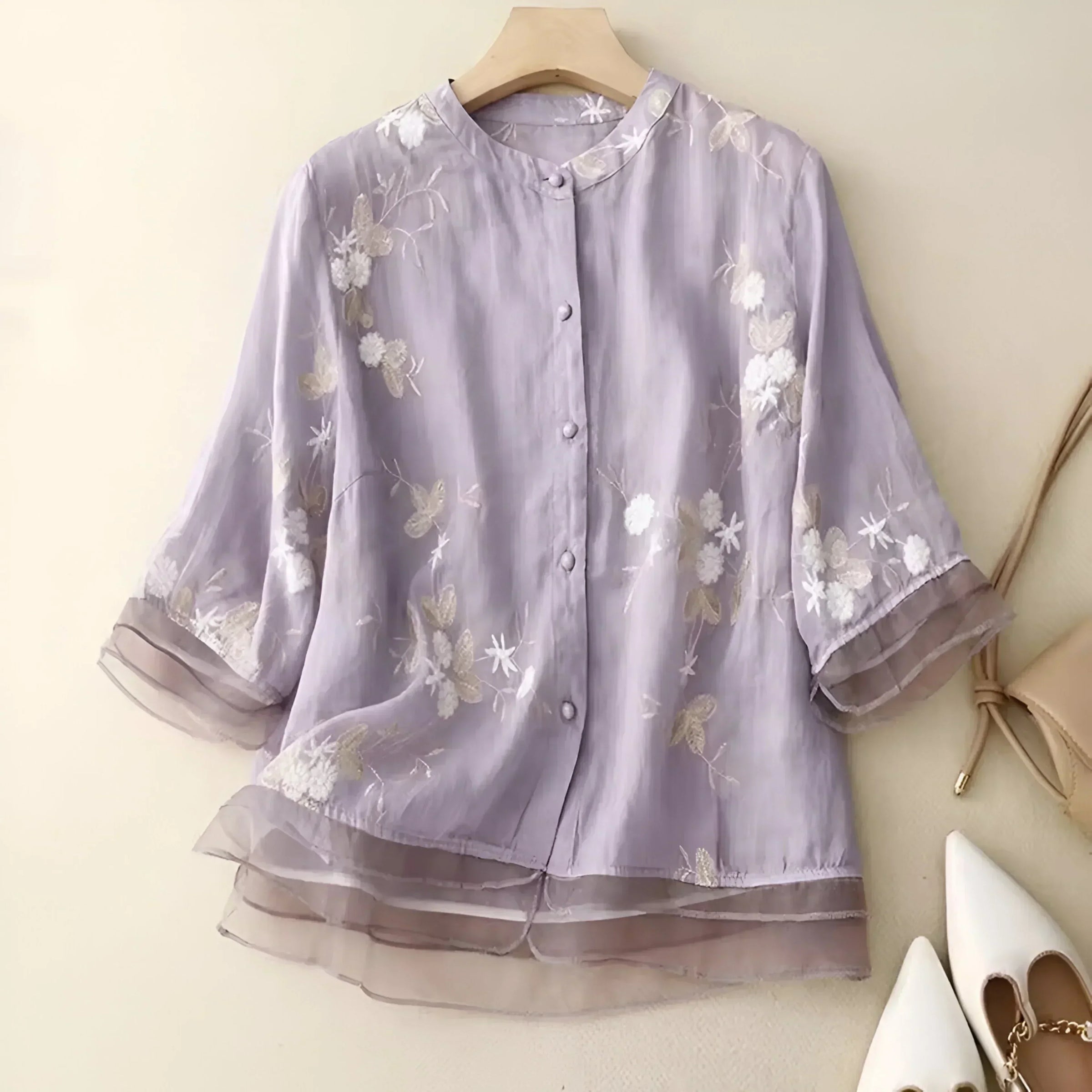 Celest - Haut en coton brodé floral (Copie)