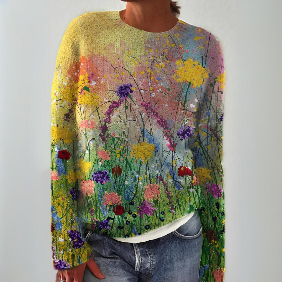 Marta | Suéter acogedor con arte floral