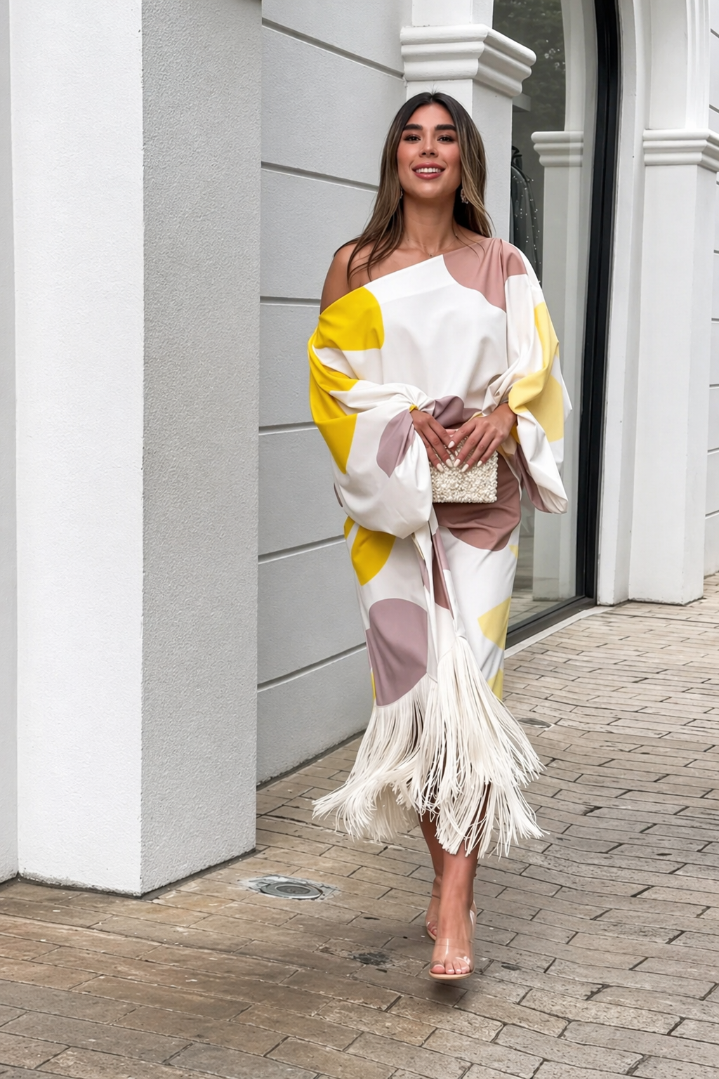 Sarah - One-Shoulder Abstract Pattern Dress
