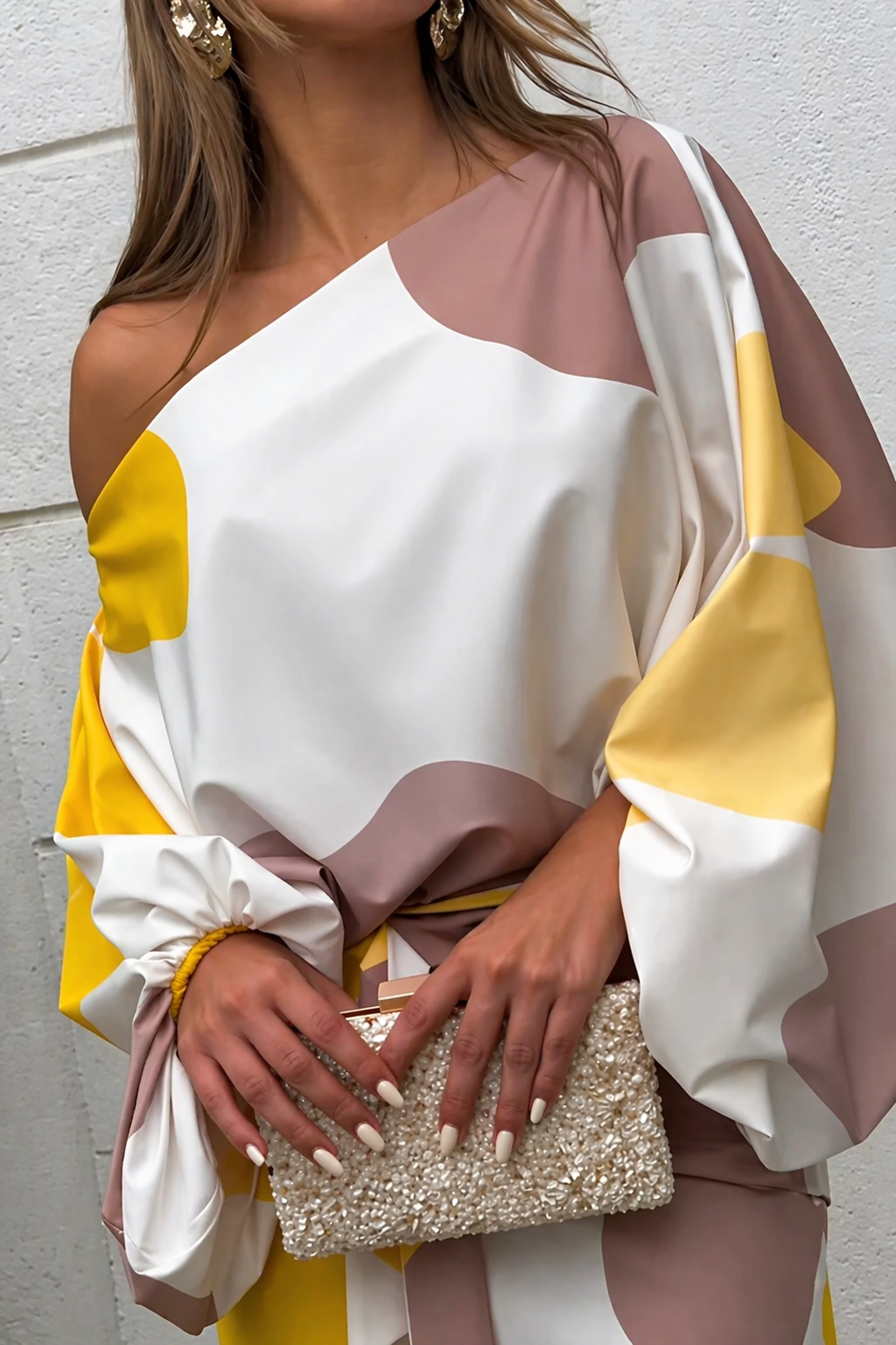 Sarah - One-Shoulder Abstract Pattern Dress