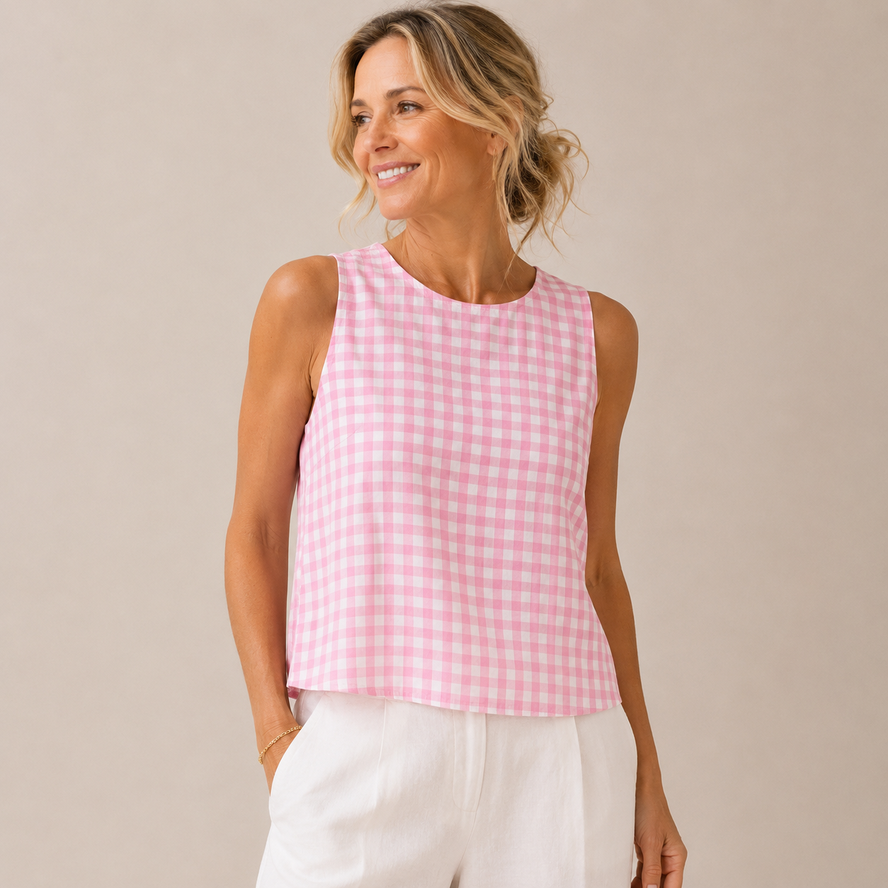 Vera - Airy Checked Sleeveless Top