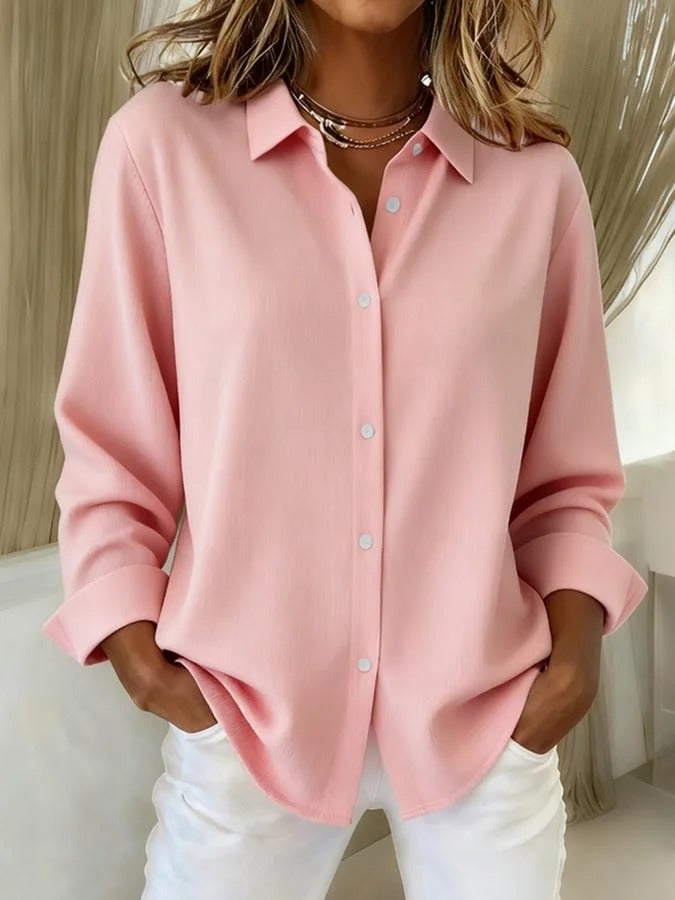 Aurelie | Elegant Pink Button-Up Blouse