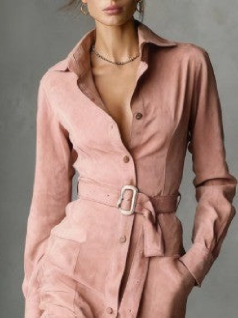 SELENE SUEDE MIDI COAT DRESS