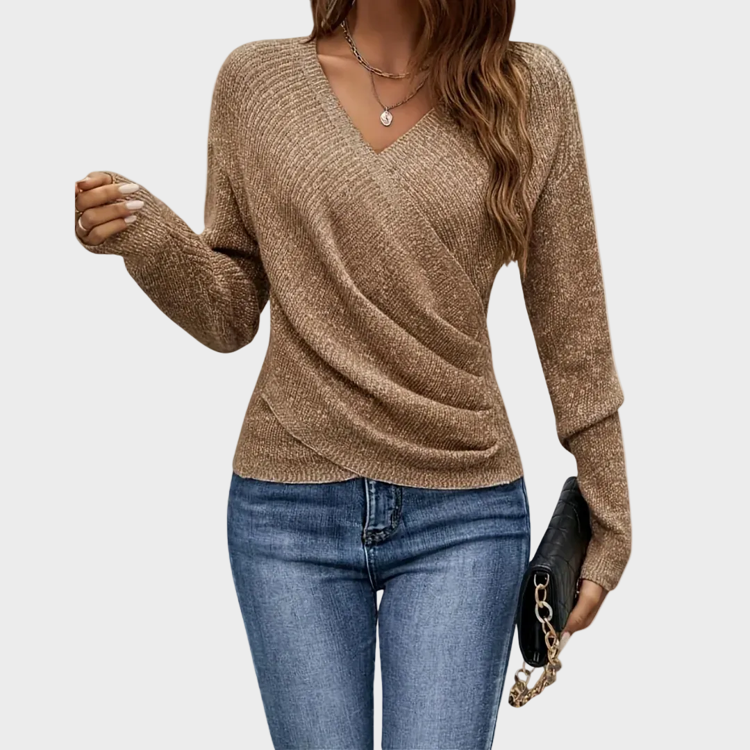 Seravielle | Elegantní zavinovací top s výstřihem do V