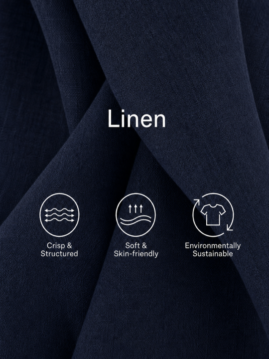 Women's Minimalist Commuter Style Navy Blue Linen Round Neck Asymmetric Buttons Side Pocket Sleeveless Mini Dress