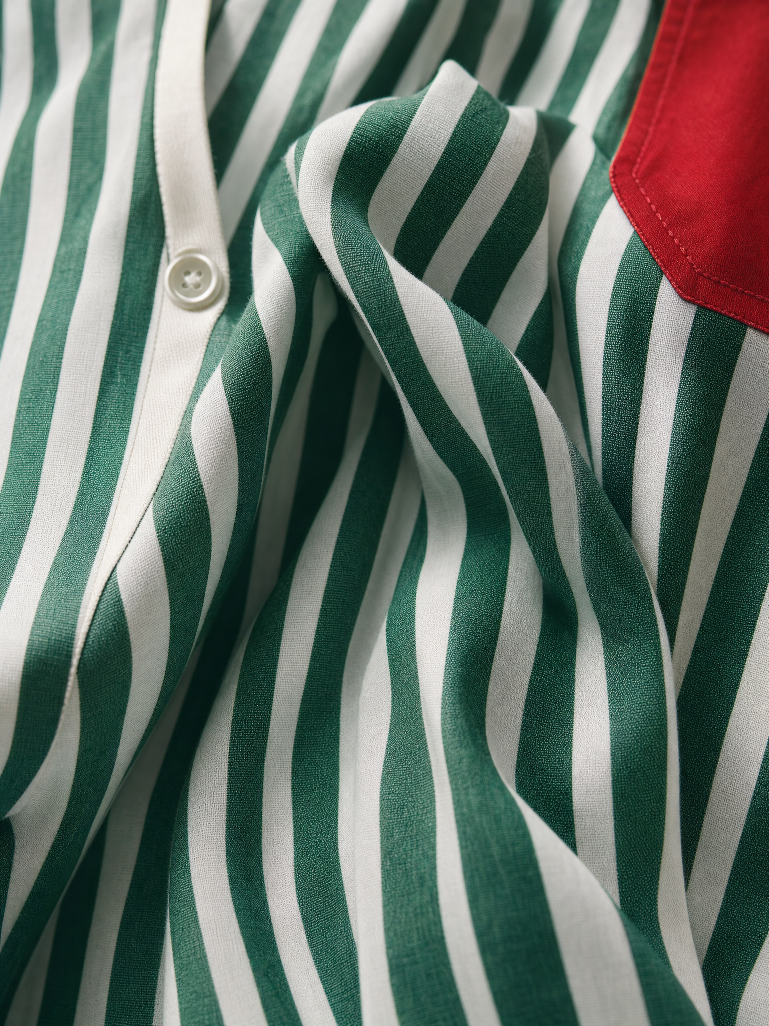 Women's Blue And White Cotton Striped Shirt Dress With Red Chest Pocket