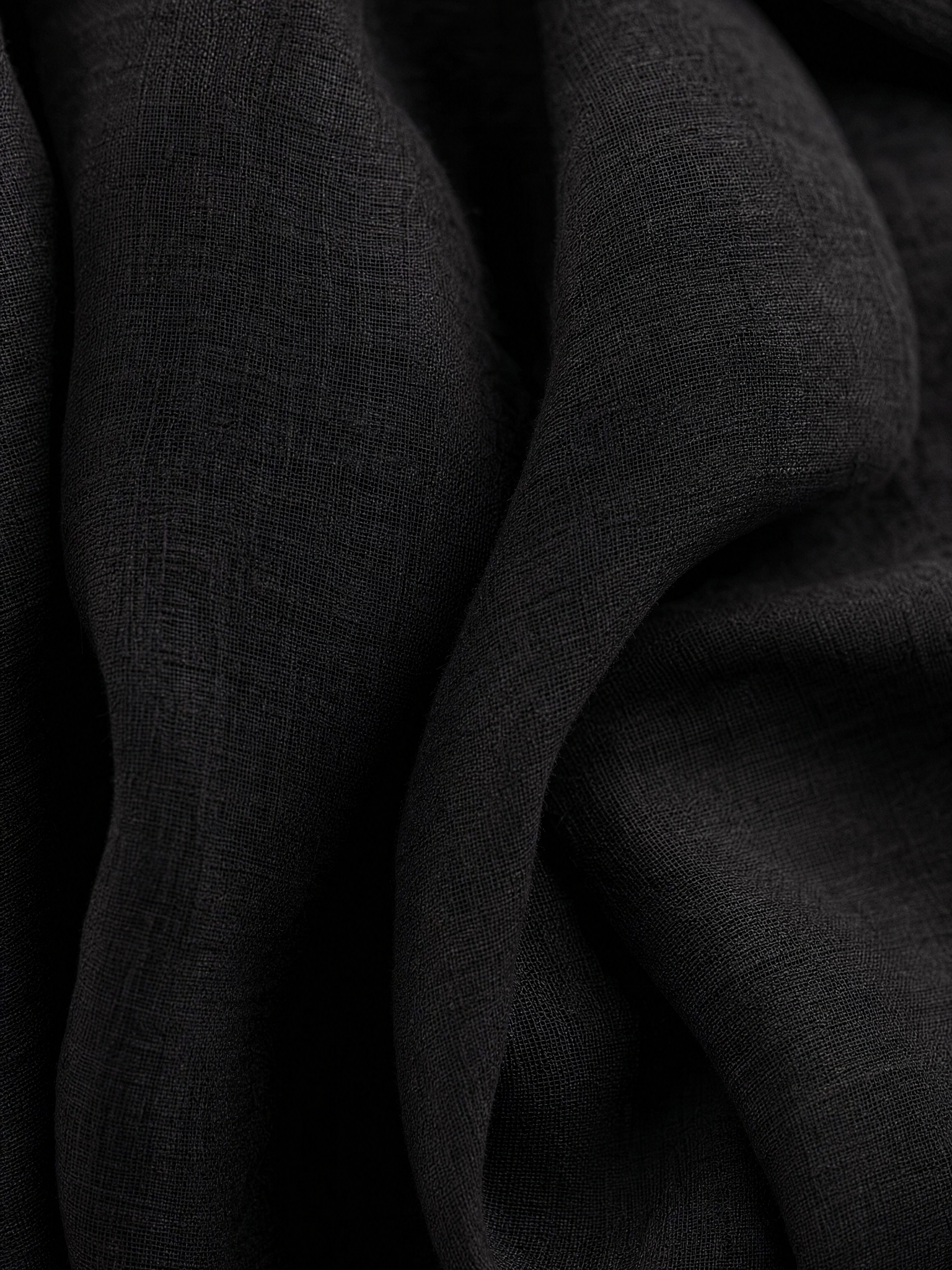 Women's Elegant Black Cotton And Linen Round-neck Sleeveless Top And Trousers Set