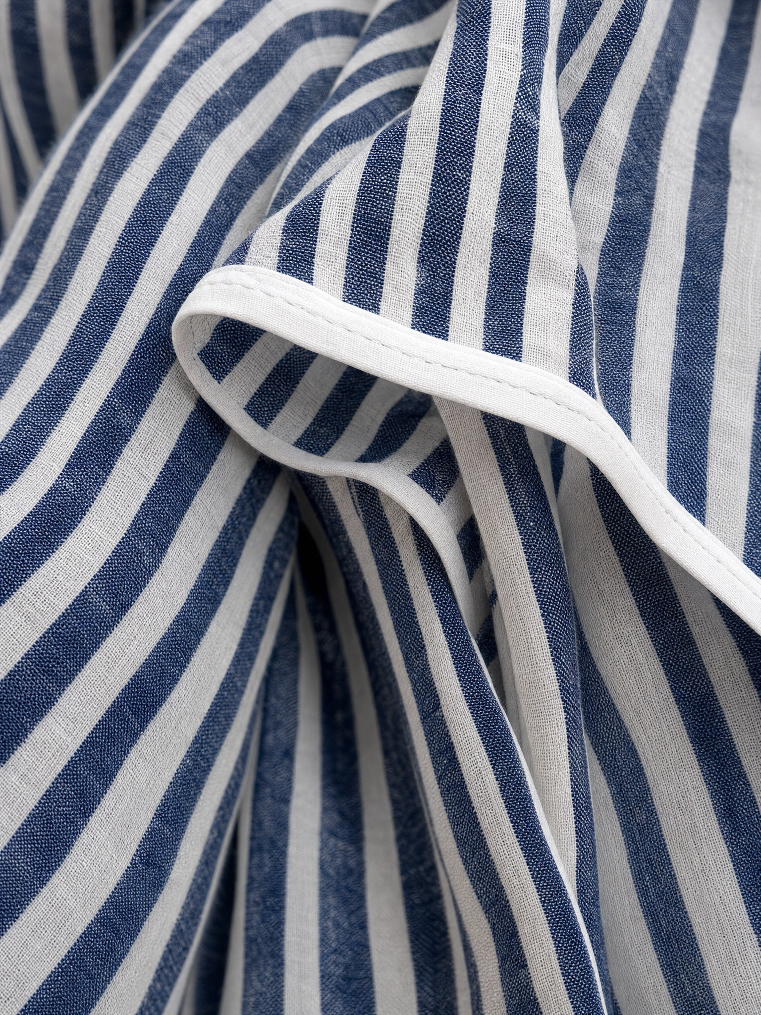 Women's Light‑Blue Linen Fabric Stand‑Collar Half‑Zip Oversized Top & Wide‑Leg Pants Set
