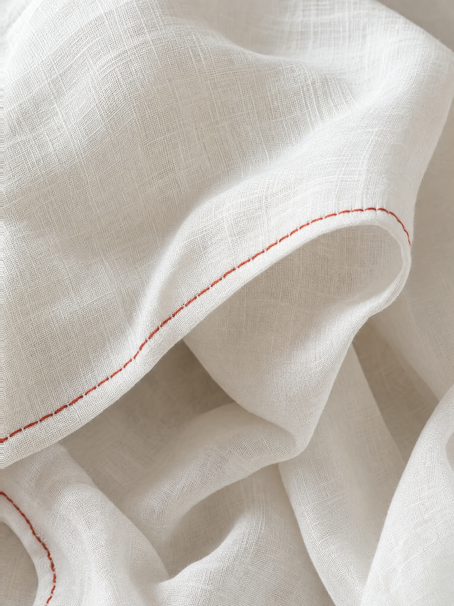 Women's Minimalist Linen-Blend Contrast-Stitched Blouse & Wide-Leg Pants Set