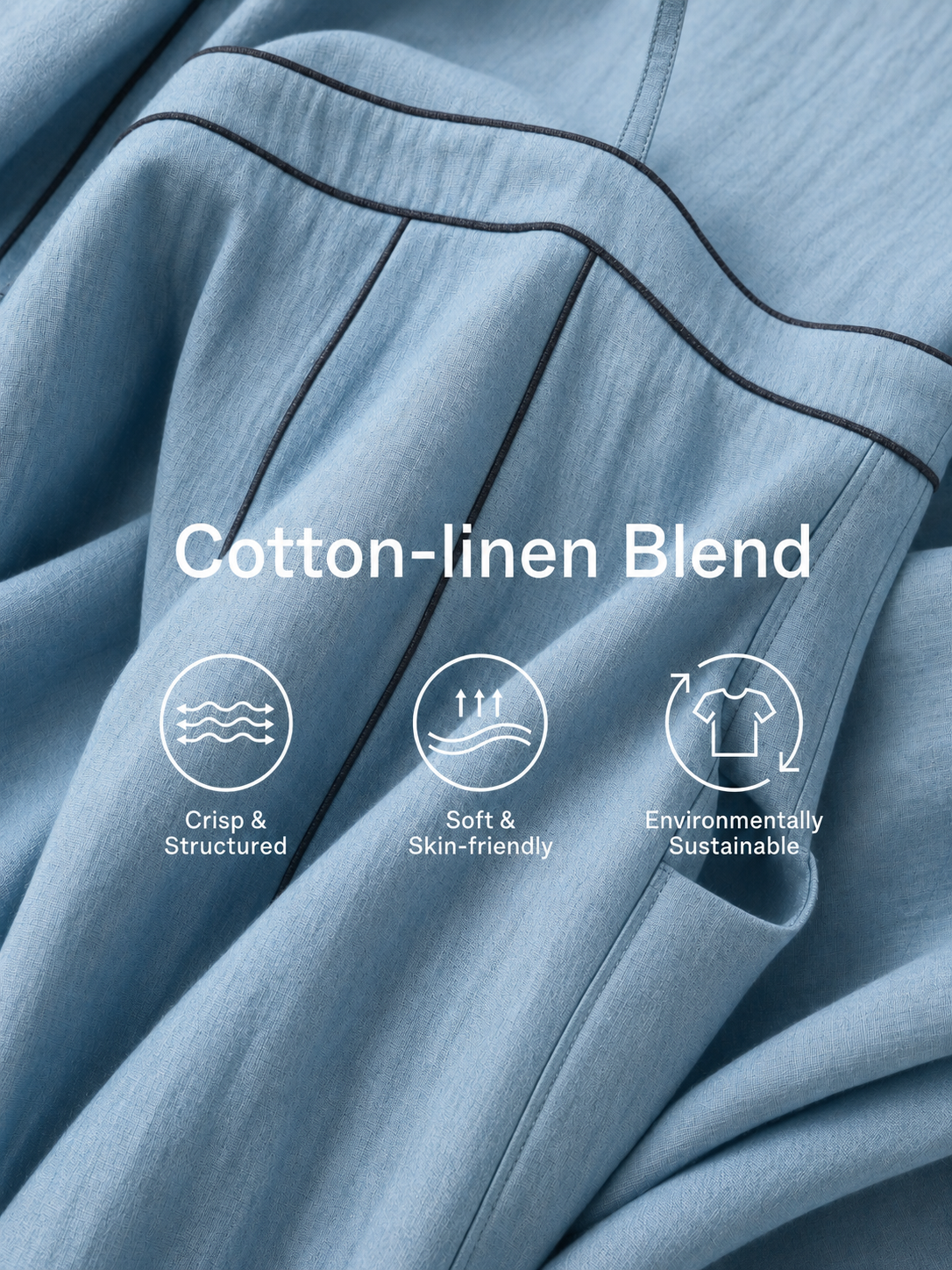 Women's Casual Blue Cotton-linen Sleeveless Camisole Maxi Dress