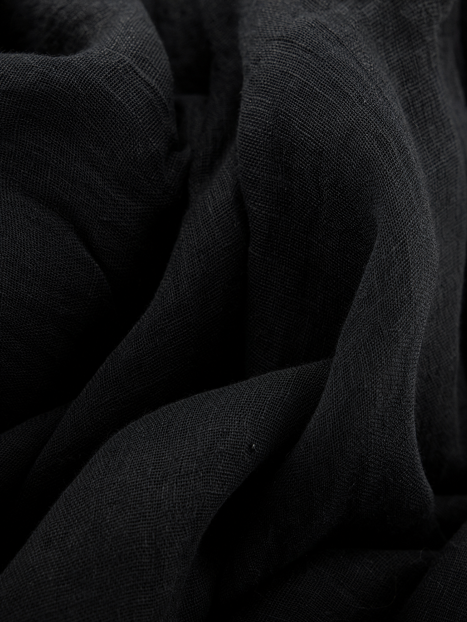 Women's Black Linen-Blend Maxi Dress With High Neck & Side Pockets, Timeless Minimalist Casual Dress