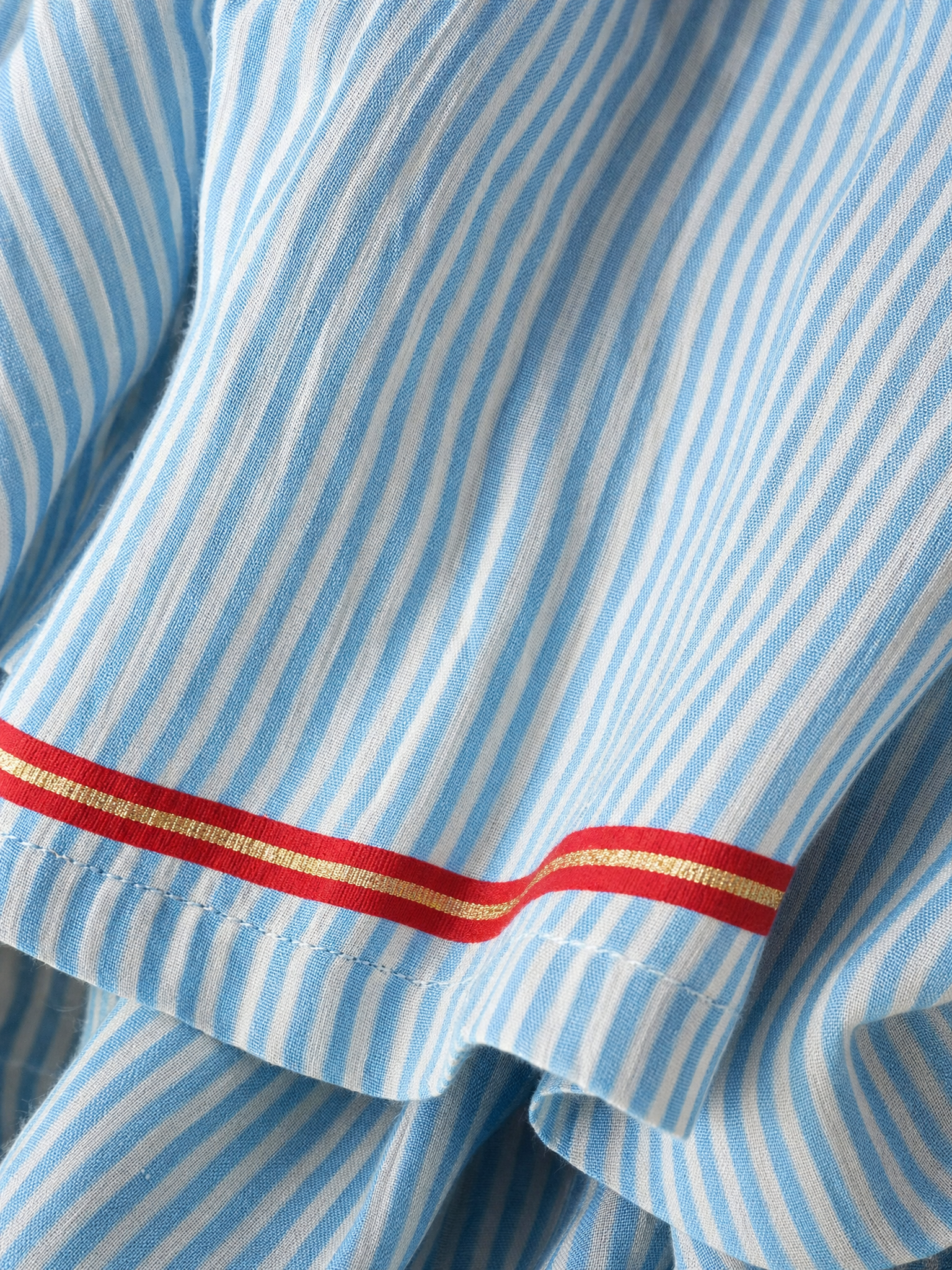 Women's Minimalist Striped Maxi Dress With Red Trim And Spaghetti Straps