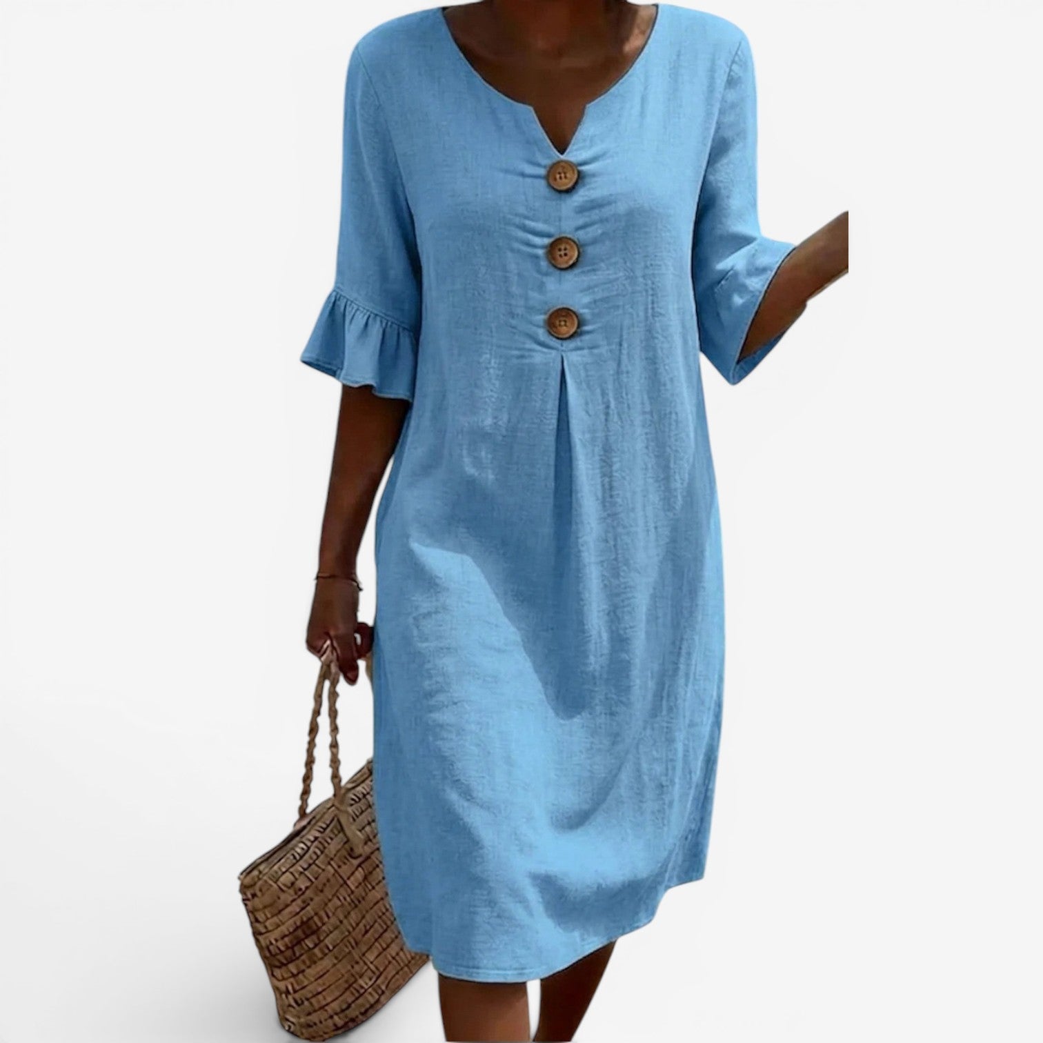 The Chita™ casual midi dress with button detail