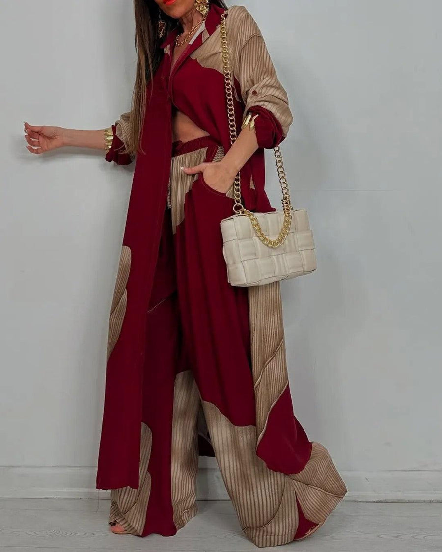 Lila V-neck Patchwork Set