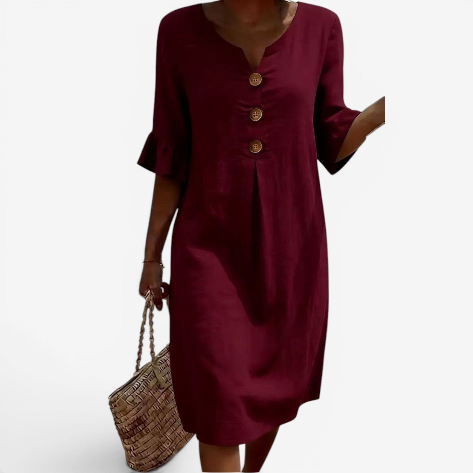 The Chita™ casual midi dress with button detail