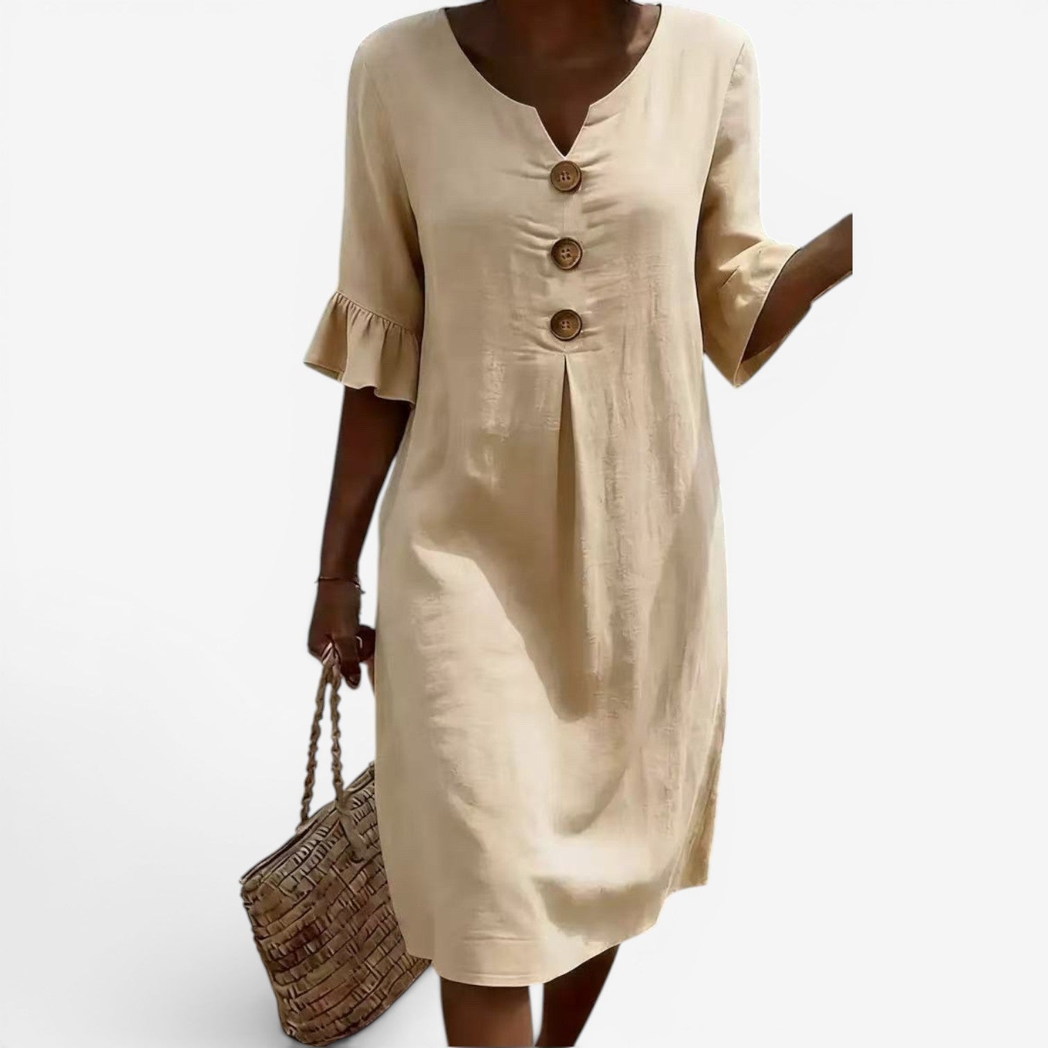 The Chita™ casual midi dress with button detail