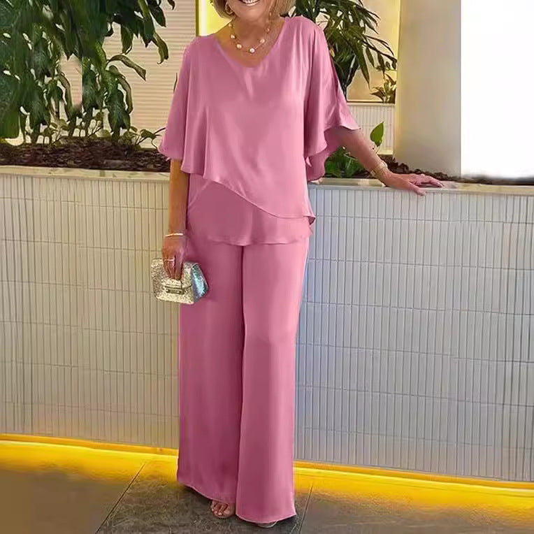 Martha - Pohodlný komplet s širokými nohavicemi