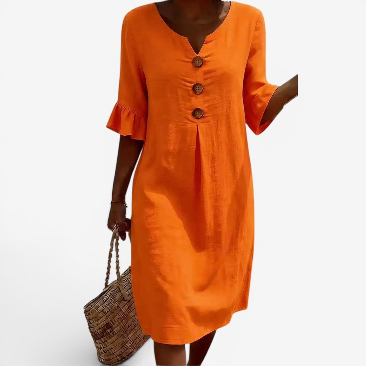 The Chita™ casual midi dress with button detail