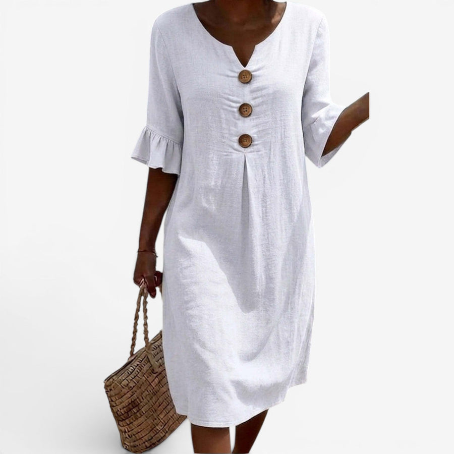 The Chita™ casual midi dress with button detail