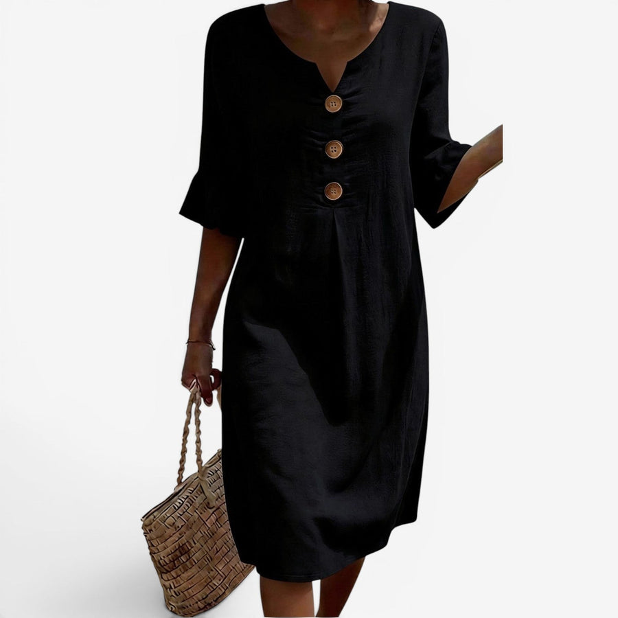 The Chita™ casual midi dress with button detail