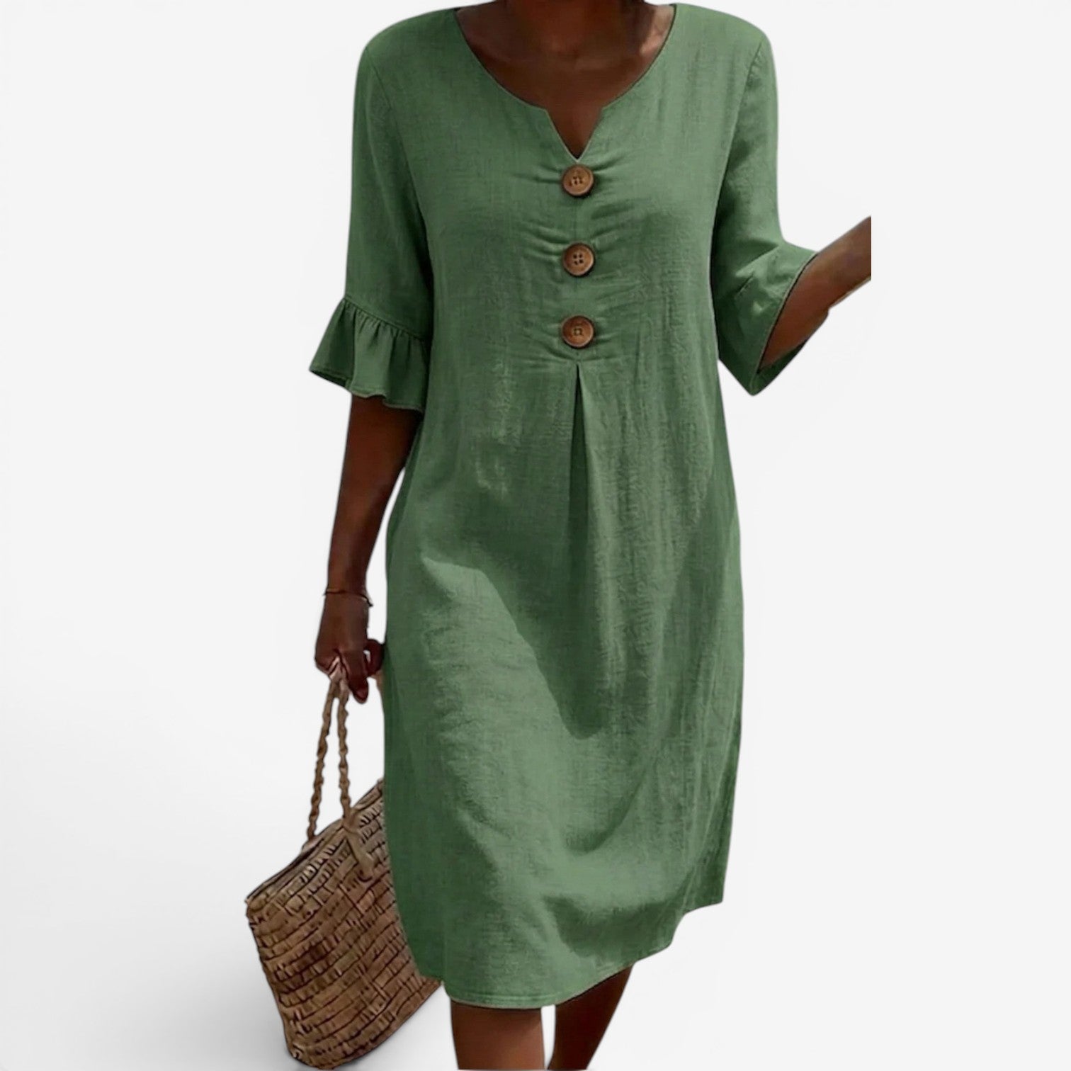 The Chita™ casual midi dress with button detail