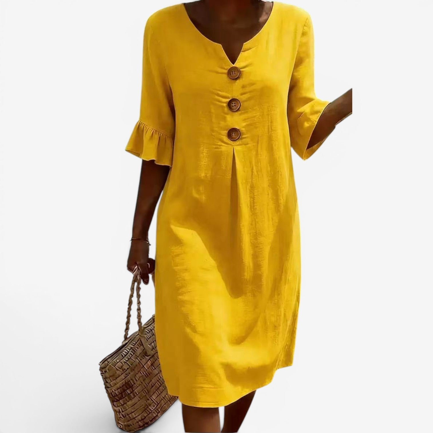 The Chita™ casual midi dress with button detail