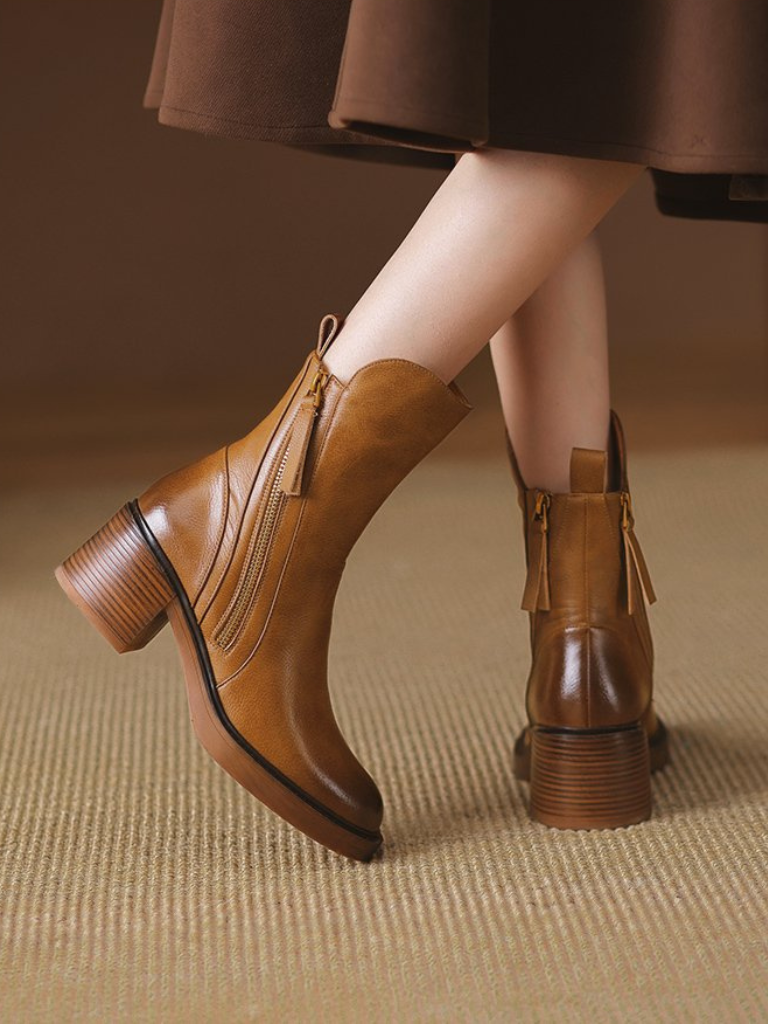 BARBARA BLOCK HEEL ANKLE BOOTS