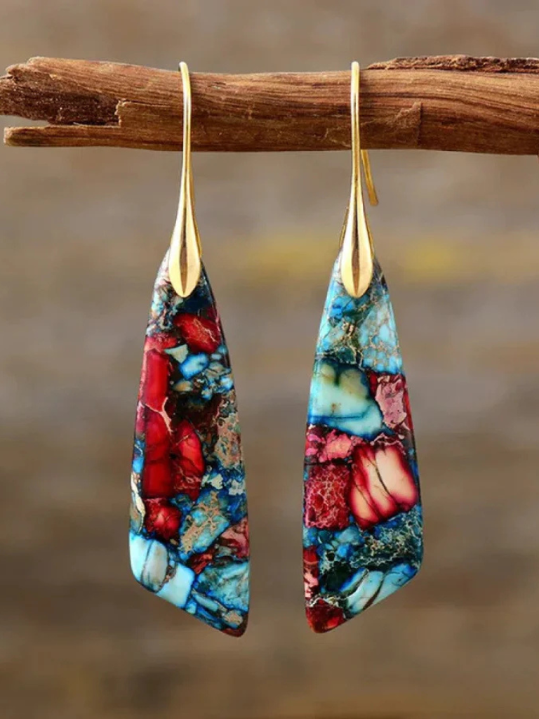 BOUCLES D'OREILLES AMALIA MOSAÏQUE PIERRE PRÉCIEUSE