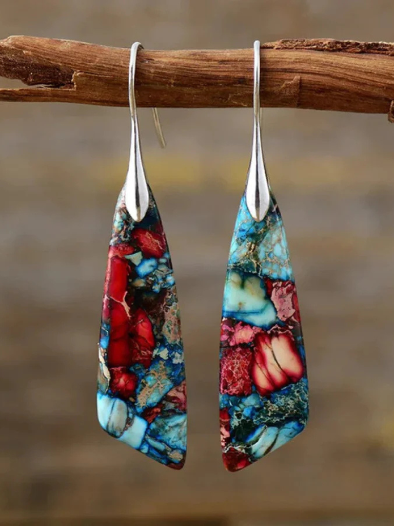 BOUCLES D'OREILLES AMALIA MOSAÏQUE PIERRE PRÉCIEUSE