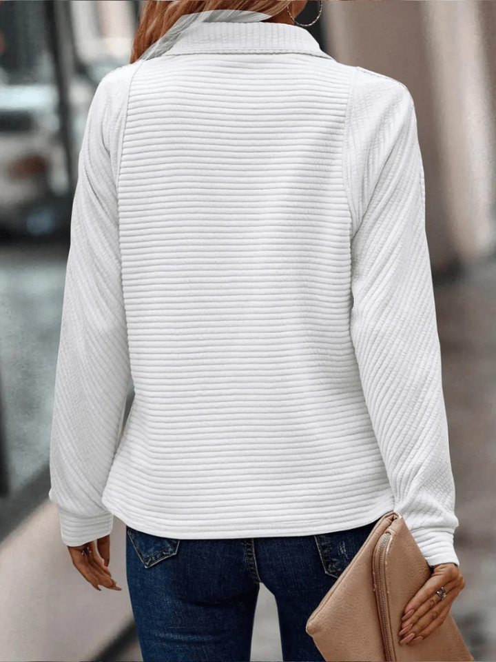 JANITA RIBBED HALF-ZIP SWEATER