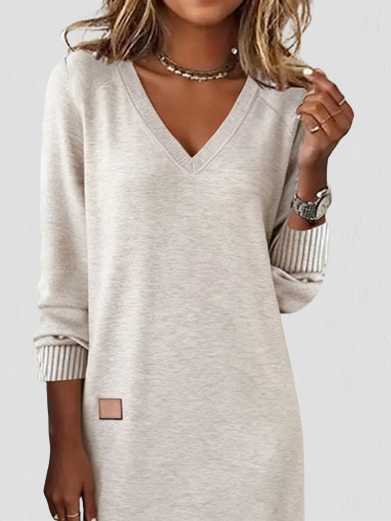 ROBE À COL EN V ESSENTIEL DEMI