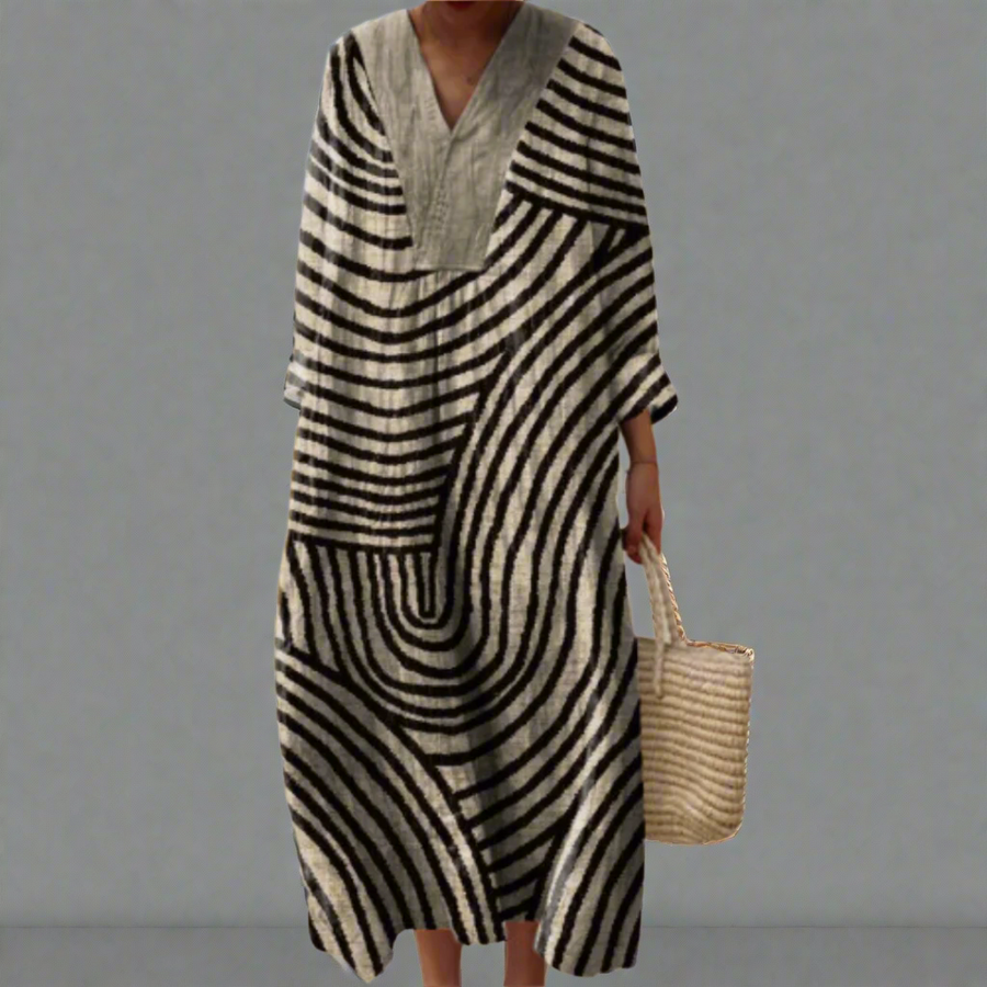 Irene | Vestido Fluido Monocromo Laberinto