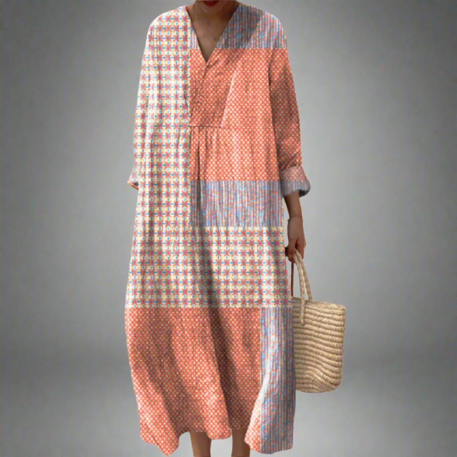Robe midi Nora | Patchwork étoiles de corail