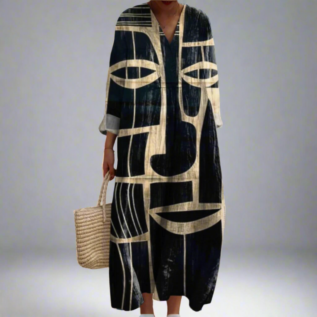 Luna | Vestido midi artístico inspirado en motivos tribales
