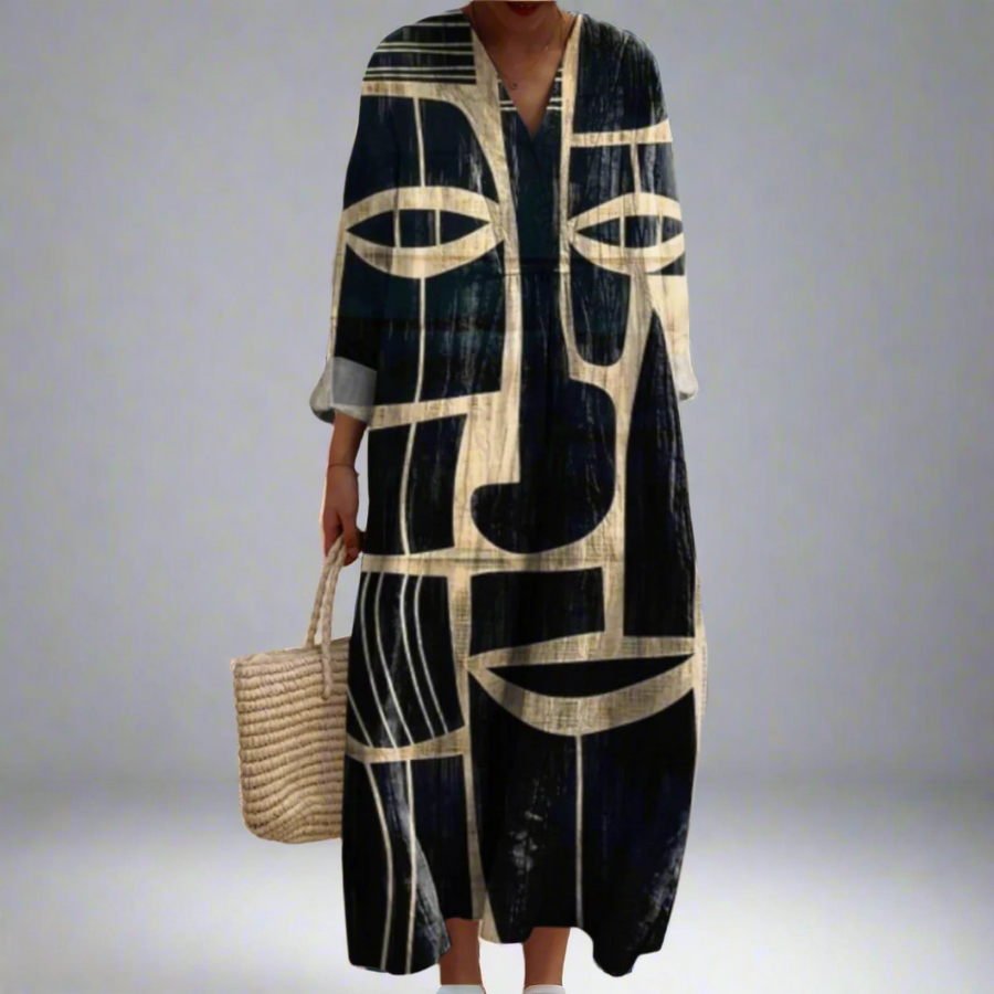 Luna | Robe Midi Artistique d'Inspiration Tribale