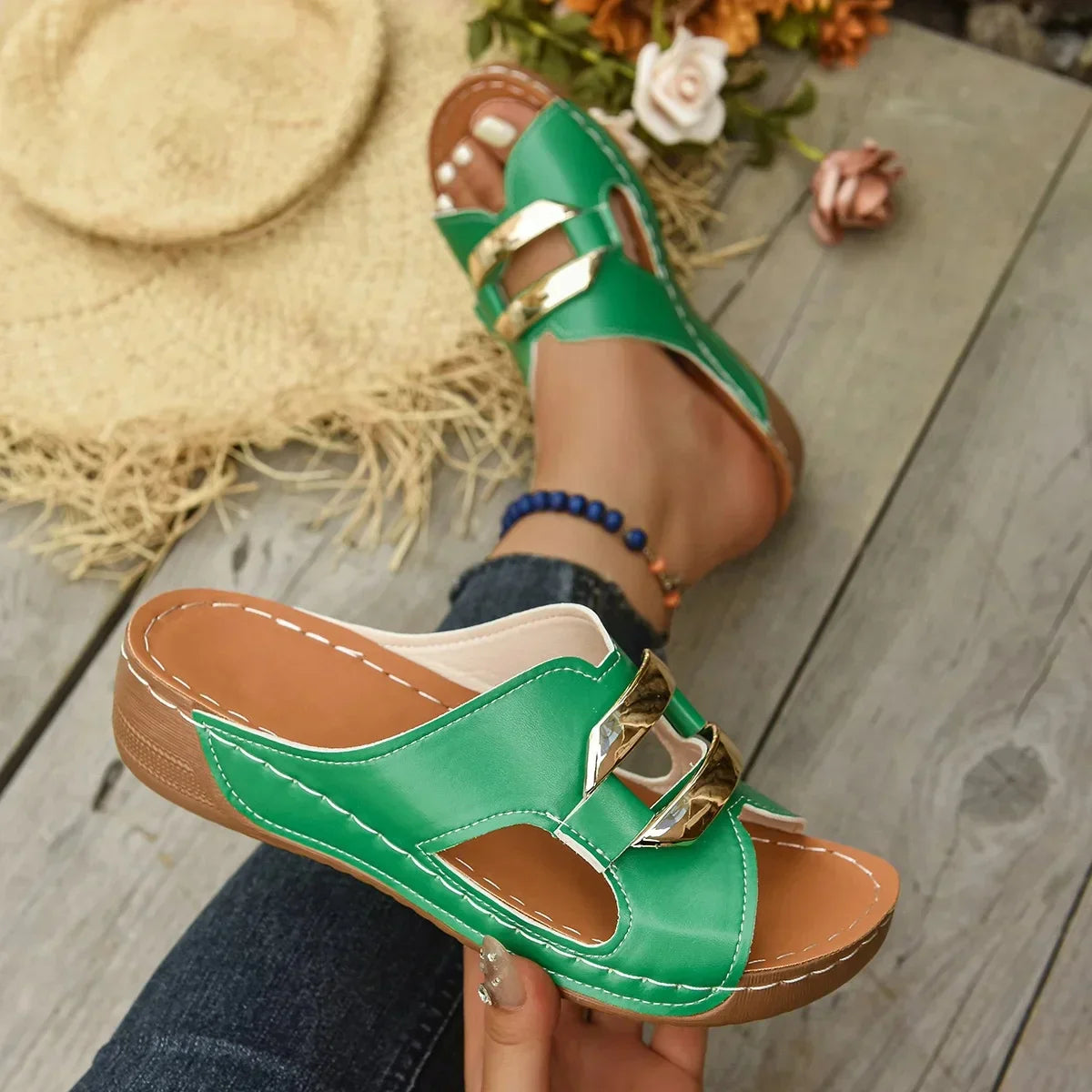 Lina | Sandalias ortopédicas con tacón cuña™